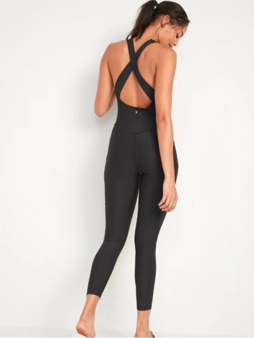 Old Navy PowerSoft Go Dry Black Bodysuit Large NWT